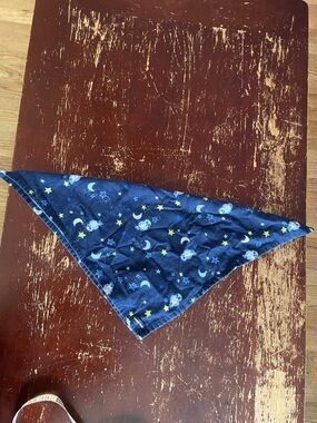 Lands' End Navy Moon & Stars Bandana Bib with Yellow Accents